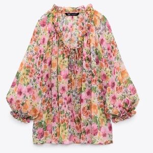 Metallic thread floral shirt